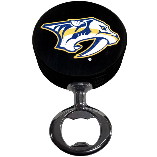 Nashville Predators Black Nickel Colored FULCRUM Series Hockey Puck Bottle Opener