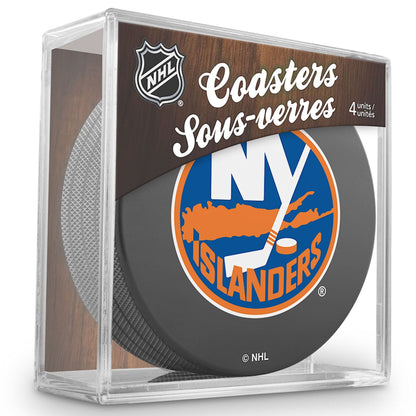 New York Islanders Devils Drink Coaster Set Of Four Made from Real Hockey Pucks