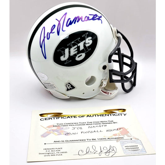 New York Jets Joe Namath Autographed Mini Football Helmet w/ COA