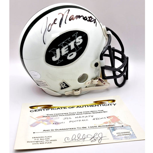 New York Jets Joe Namath Autographed Mini Football Helmet w/ COA Ver2
