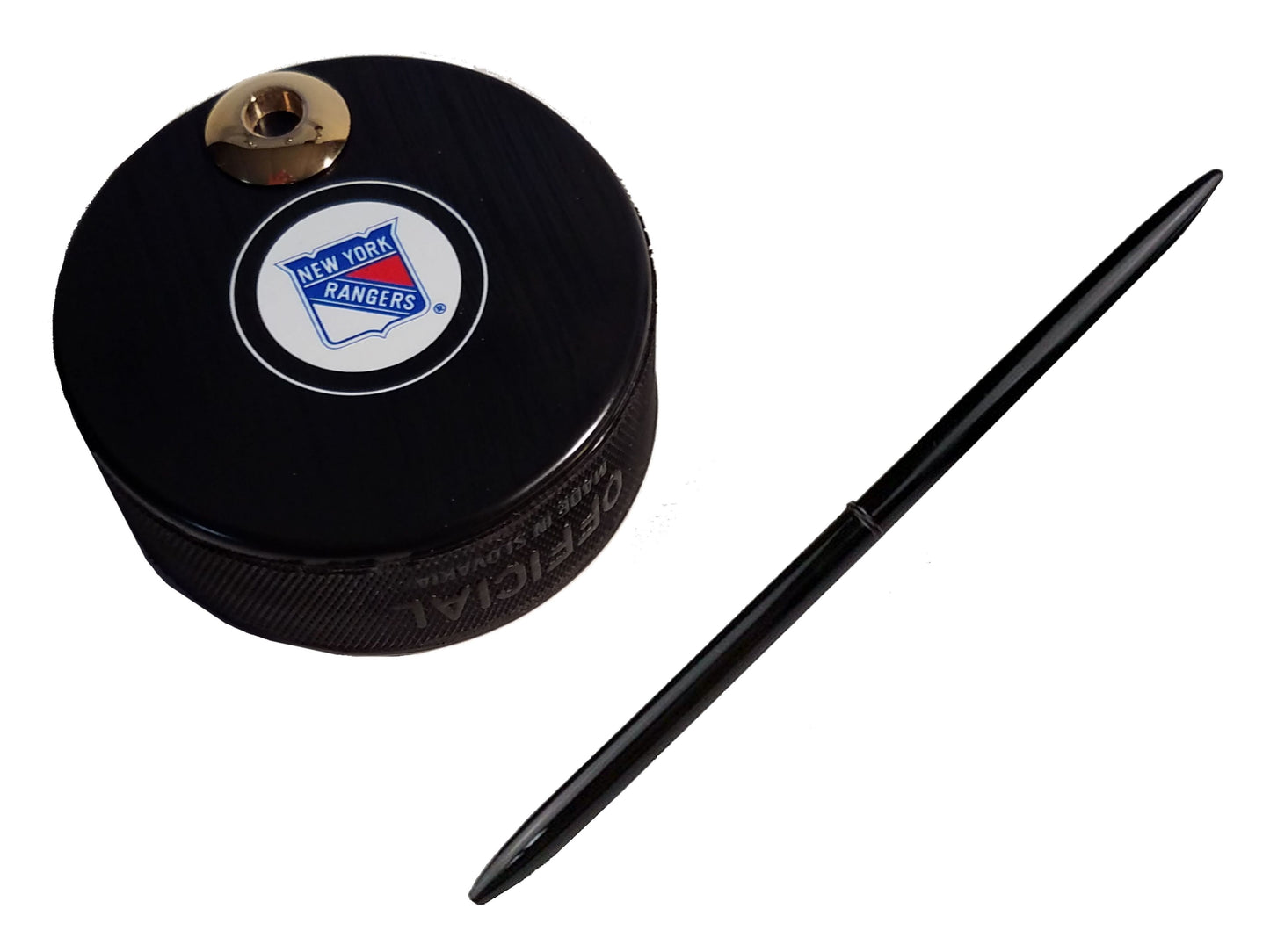 New York Rangers Auto Series Artisan Hockey Puck Desk Pen Holder With Our #96 Sleek Pen