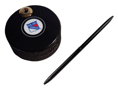 New York Rangers Auto Series Artisan Hockey Puck Desk Pen Holder With Pen