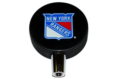New York Rangers Hockey Puck And New York Mets Baseball Beer Tap Handle Set