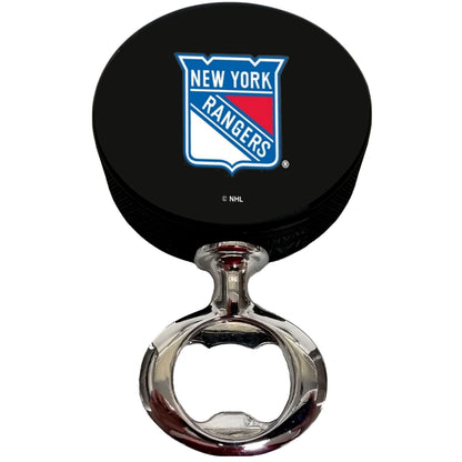 New York Rangers FULCRUM Series Hockey Puck Bottle Opener