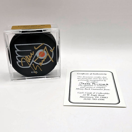 Philadelphia Flyers Janne Niinimaa Autographed Hockey Puck With COA