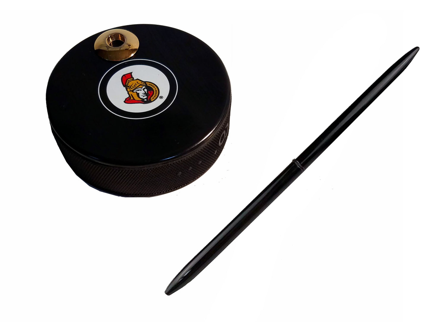 Ottawa Senators Auto Series Artisan Hockey Puck Desk Pen Holder With Our #96 Sleek Pen