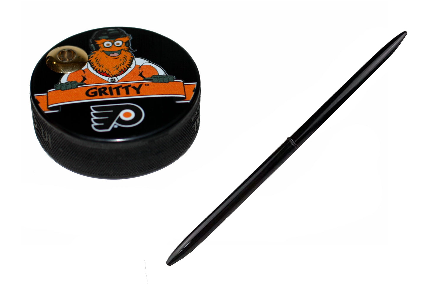Philadelphia Flyers Mascot Gritty Artisan Hockey Puck Desk Pen Holder With Our #96 Sleek Pen