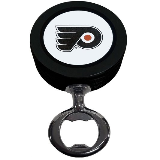 Philadelphia Flyers Vintage Series Black Nickel Colored FULCRUM Series Hockey Puck Bottle Opener