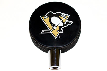 Pittsburgh Penguins Hockey Puck And Pittsburgh Pirates Baseball Beer Tap Handle Set