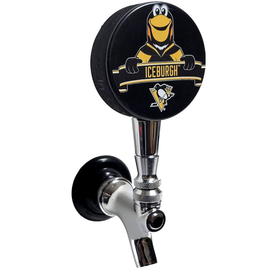 Pittsburgh Penguins Iceburgh Mascot Hockey Puck Beer Tap Handle