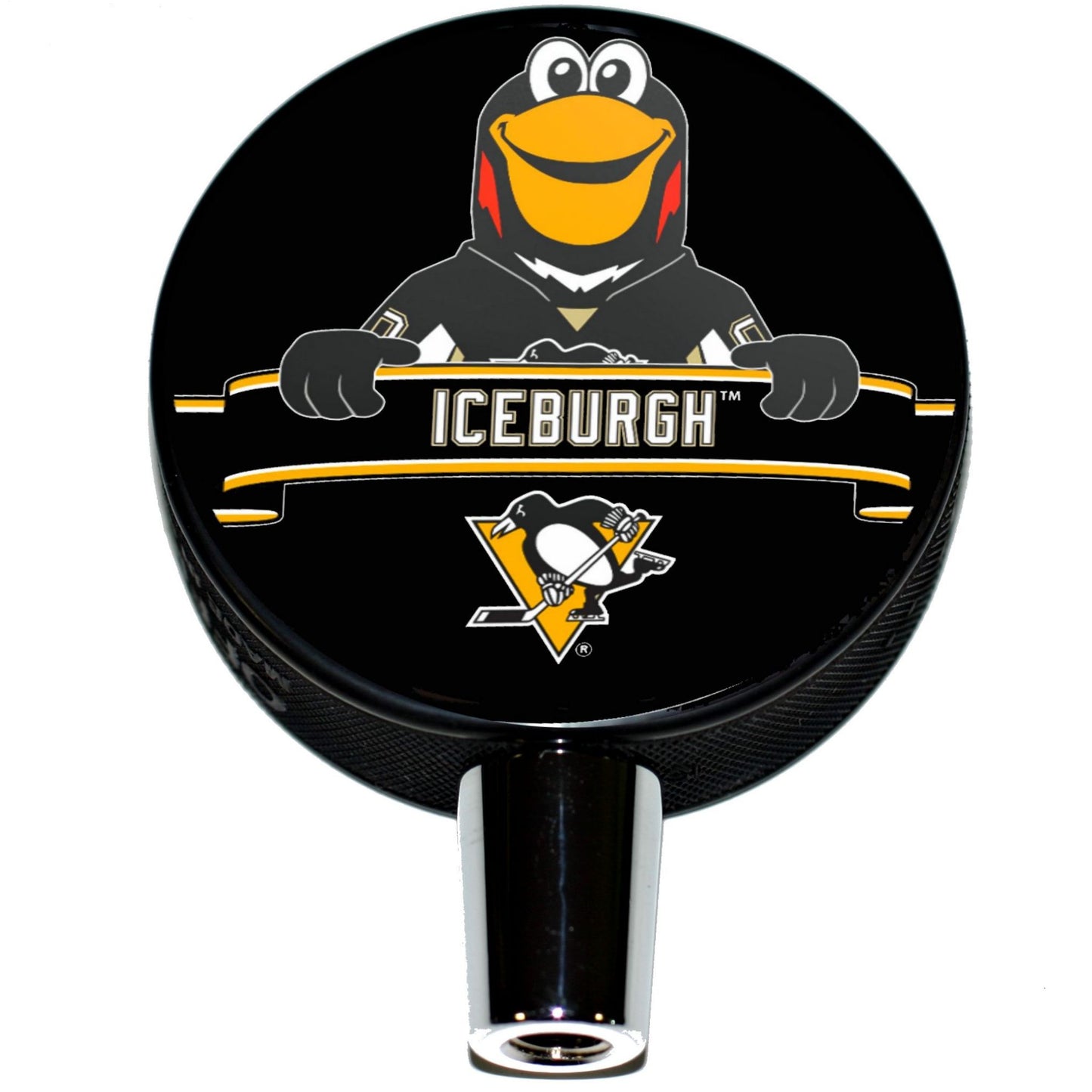 Pittsburgh Penguins Iceburgh Mascot Hockey Puck Beer Tap Handle