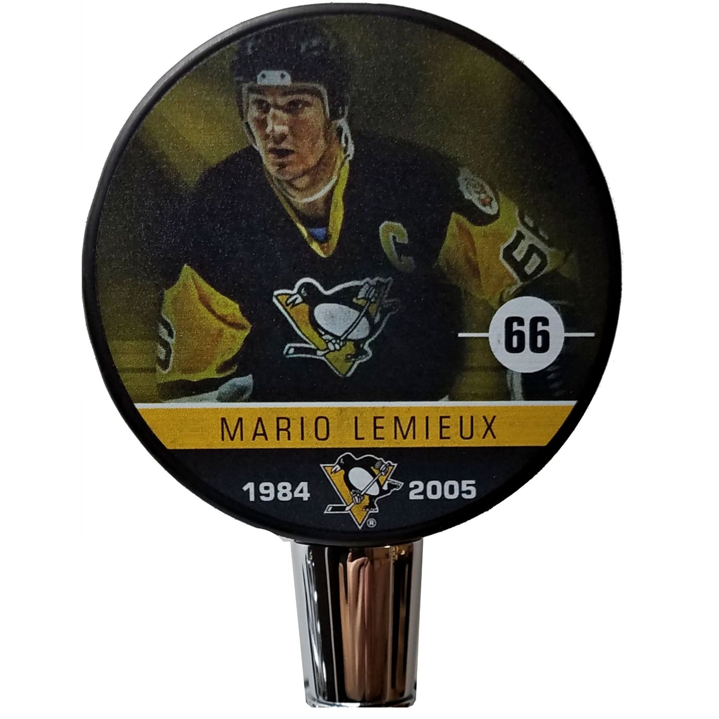 Pittsburgh Penguins Mario Lemieux Player Series Hockey Puck Beer Tap Handle