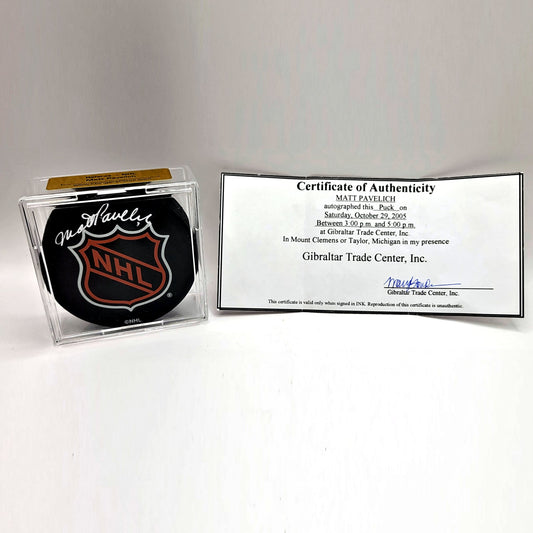 NHL Referee Matt Pavelich Autographed Hockey Puck With COA