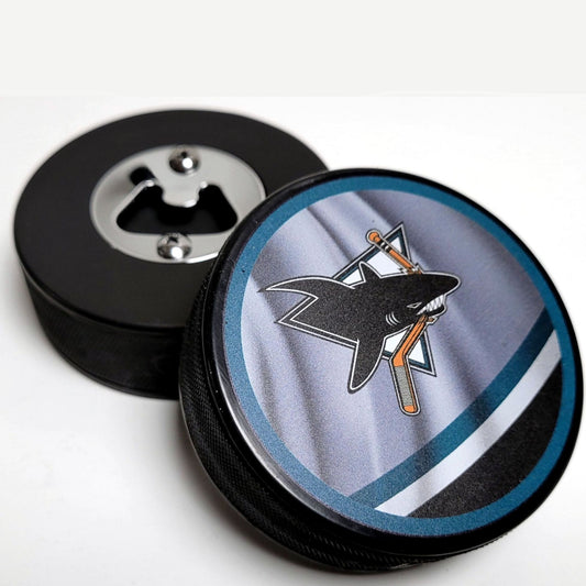 San Jose Sharks Reverse Series Hockey Puck Bottle Opener