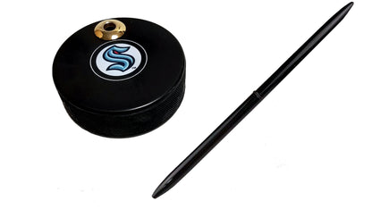 Seattle Kraken Auto Series Artisan Hockey Puck Desk Pen Holder With Our #96 Sleek Pen