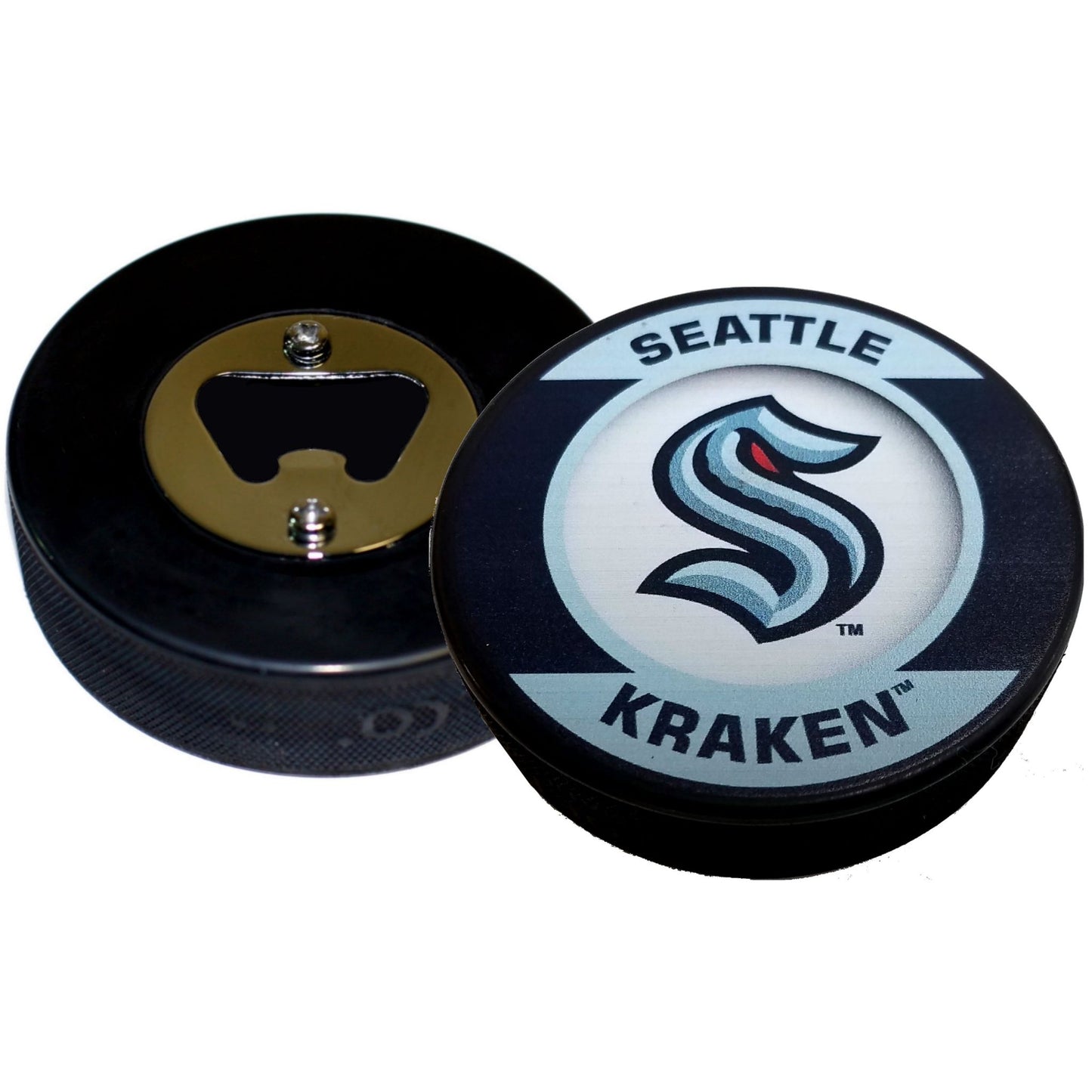 Seattle Kraken Retro Series Hockey Puck Bottle Opener