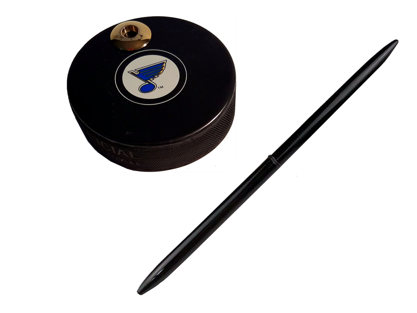 St Louis Blues Auto Series Artisan Hockey Puck Desk Pen Holder With Our #96 Sleek Pen