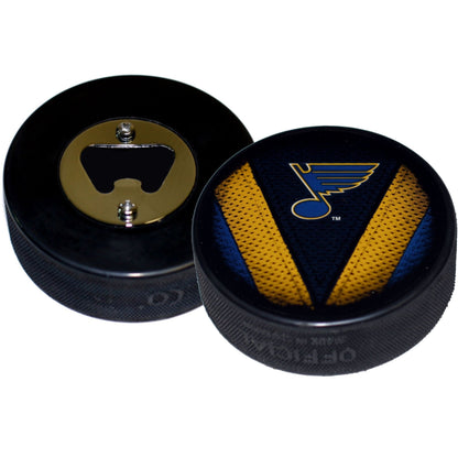 St Louis Blues Stitch Series Hockey Puck Bottle Opener