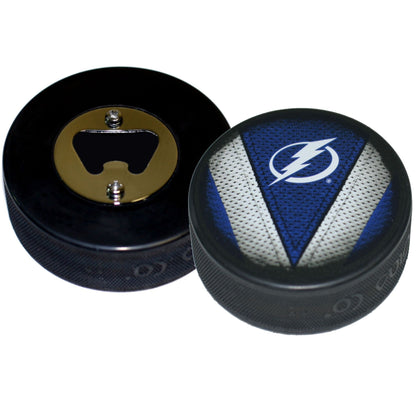 Tampa Bay Lightning Stitch Series Hockey Puck Bottle Opener