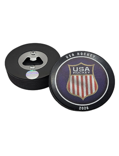 2026 Team USA Shield Hockey Puck Bottle Opener