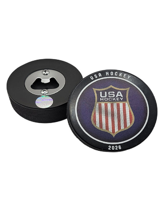 2026 Team USA Shield Hockey Puck Bottle Opener