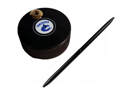 Vancouver Canucks Auto Series Artisan Hockey Puck Desk Pen Holder With Our #96 Sleek Pen