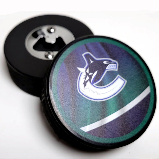 Vancouver Canucks Reverse Series Hockey Puck Bottle Opener