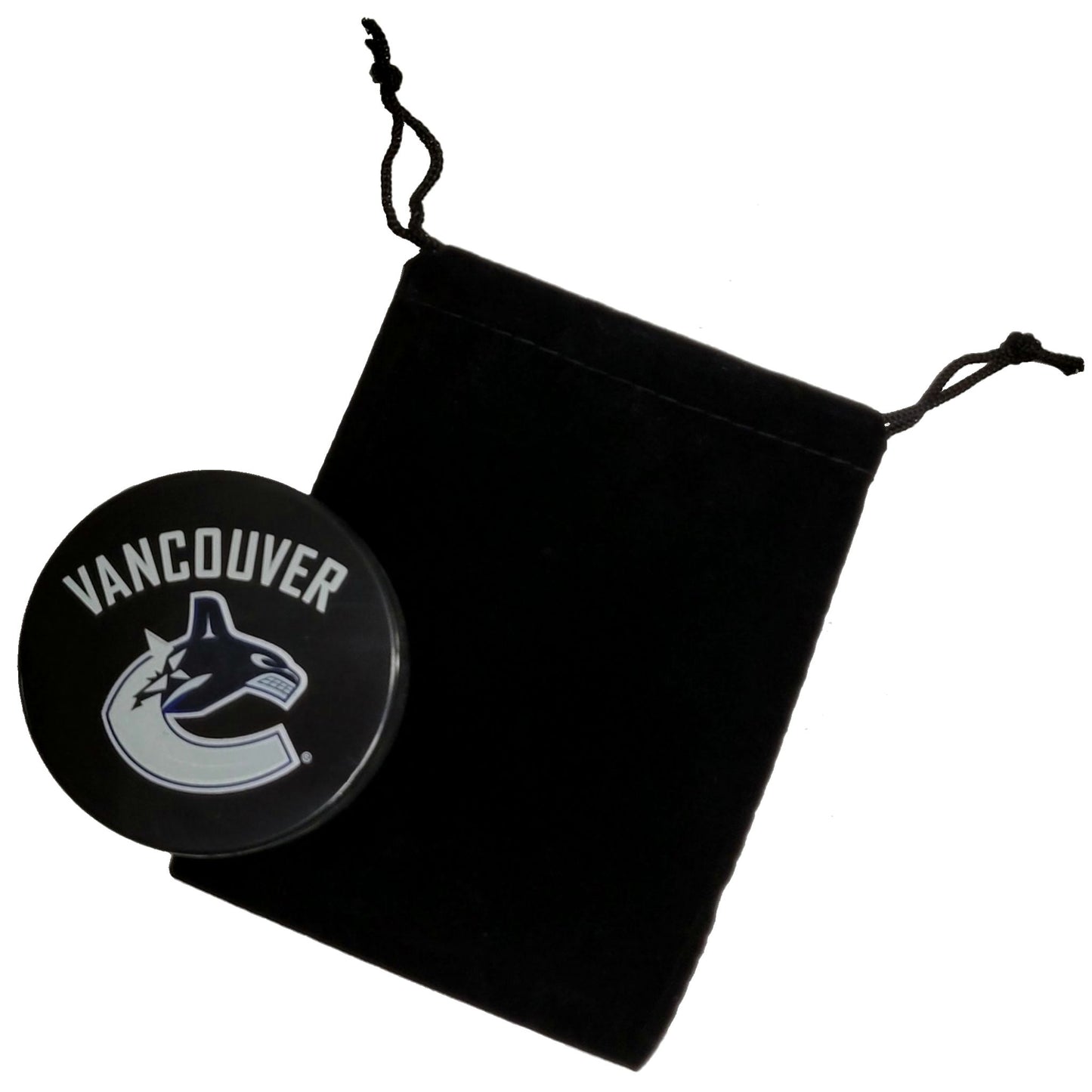 Out Of Print Vancouver Canucks Text Logo Basic Style Collectible Hockey Puck