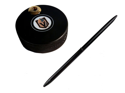 Vegas Golden Knights Auto Series Artisan Hockey Puck Desk Pen Holder With Our #96 Sleek Pen