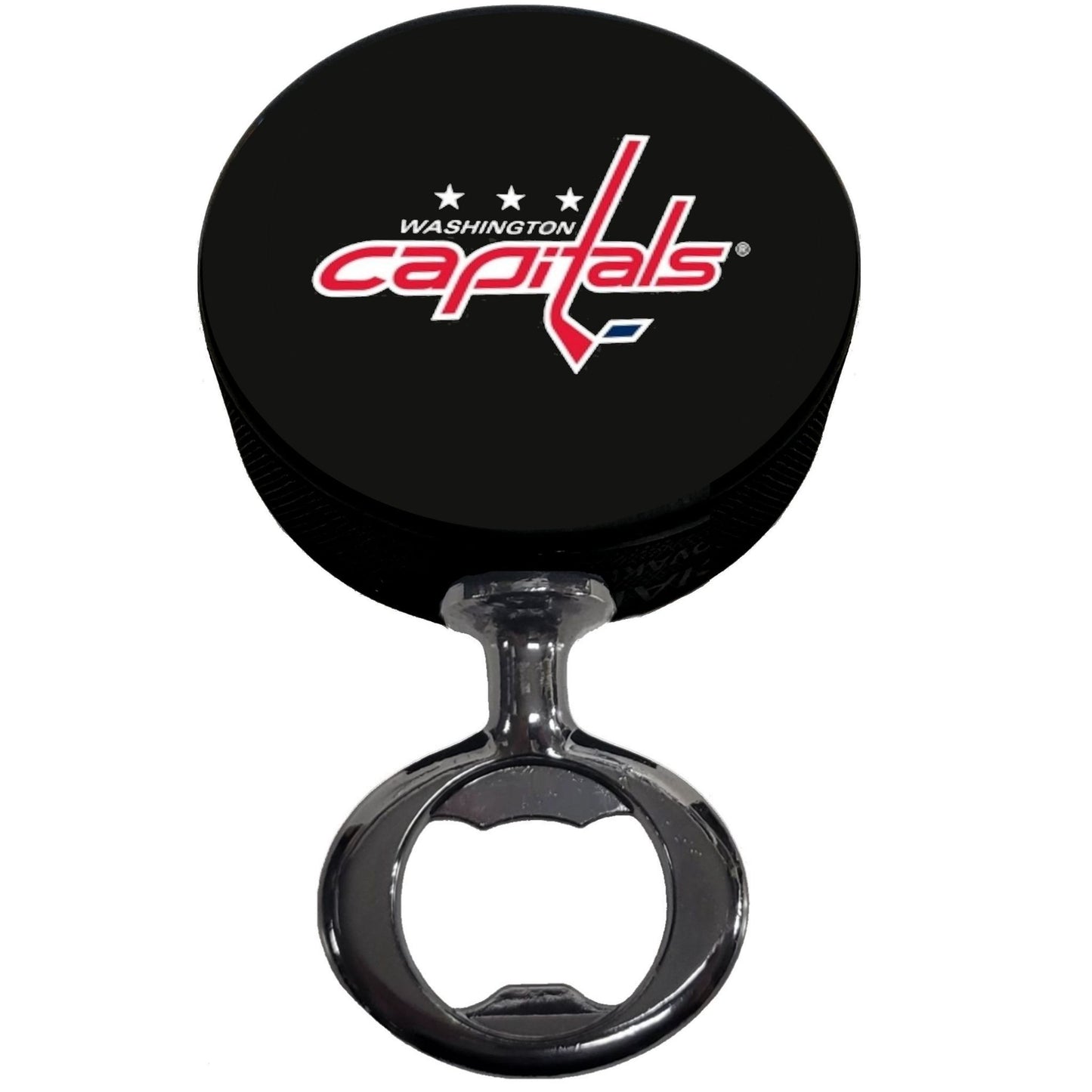 Washington Capitals Black Nickel Colored FULCRUM Series Hockey Puck Bottle Opener